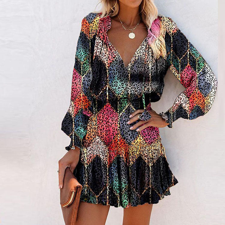 Image of Janet | Women's V-Neck Floral Mini Dress