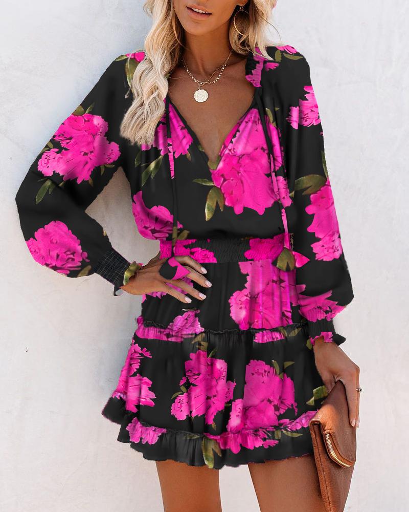 Image of Janet | Women's V-Neck Floral Mini Dress