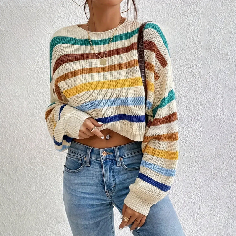 Image of Jeanette | Women's Cropped Striped Sweater