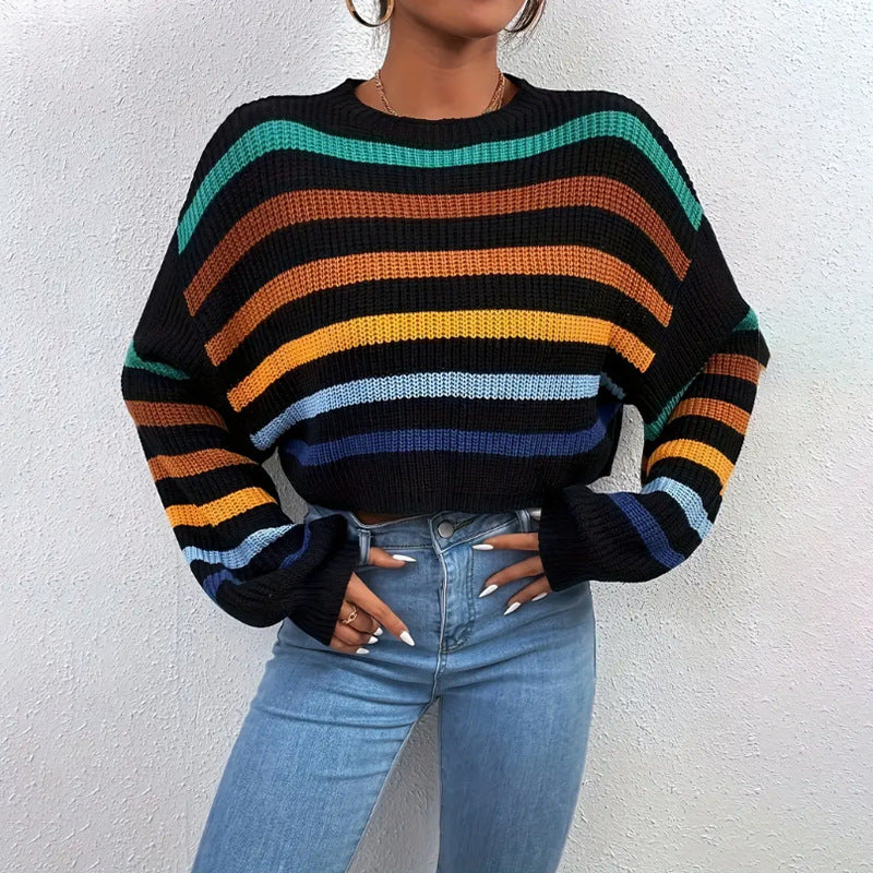 Image of Jeanette | Women's Cropped Striped Sweater