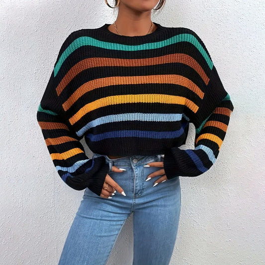 Image of Jeanette | Women's Cropped Striped Sweater
