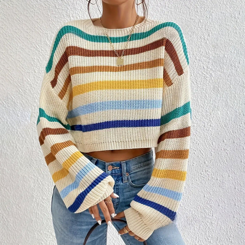Image of Jeanette | Women's Cropped Striped Sweater