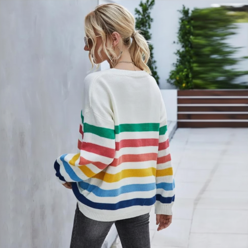 Jeanette | Women's Cropped Striped Sweater - Image 3