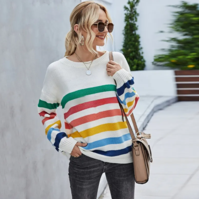 Jeanette | Women's Cropped Striped Sweater - Image 4