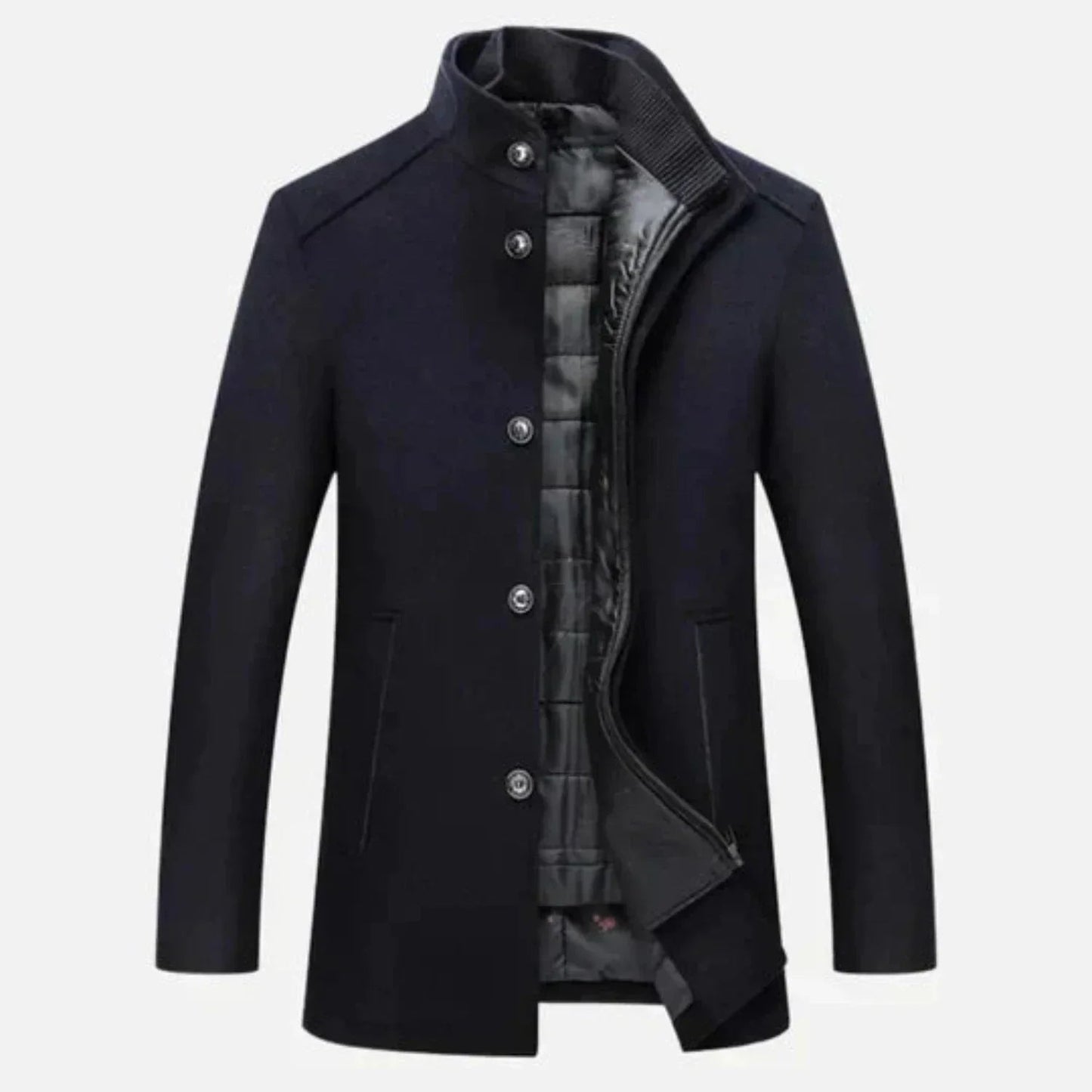 Image of Jed | Men's Mid-Length Stand Collar Overcoat