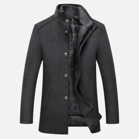 Image of Jed | Men's Mid-Length Stand Collar Overcoat