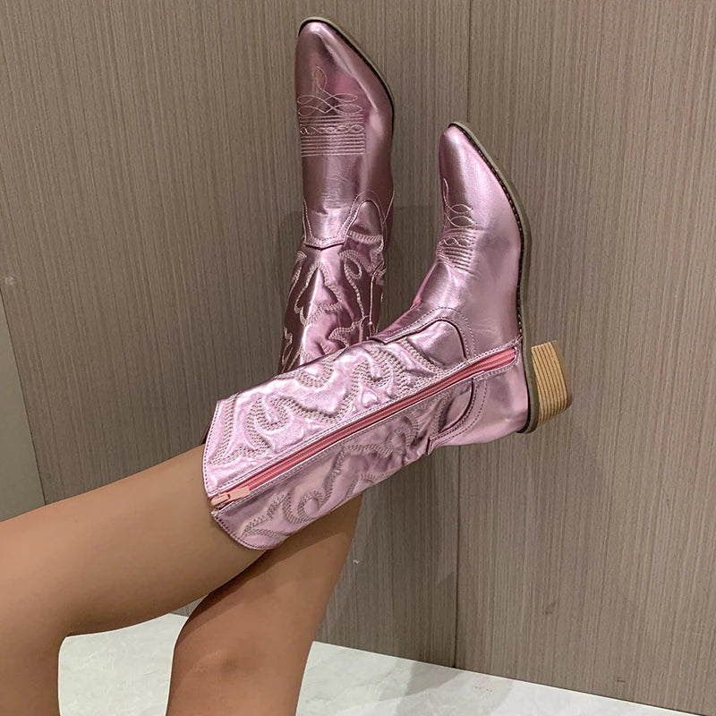 Image of Jessica | Women's Embroidered Mid-Calf Cowboy Boots