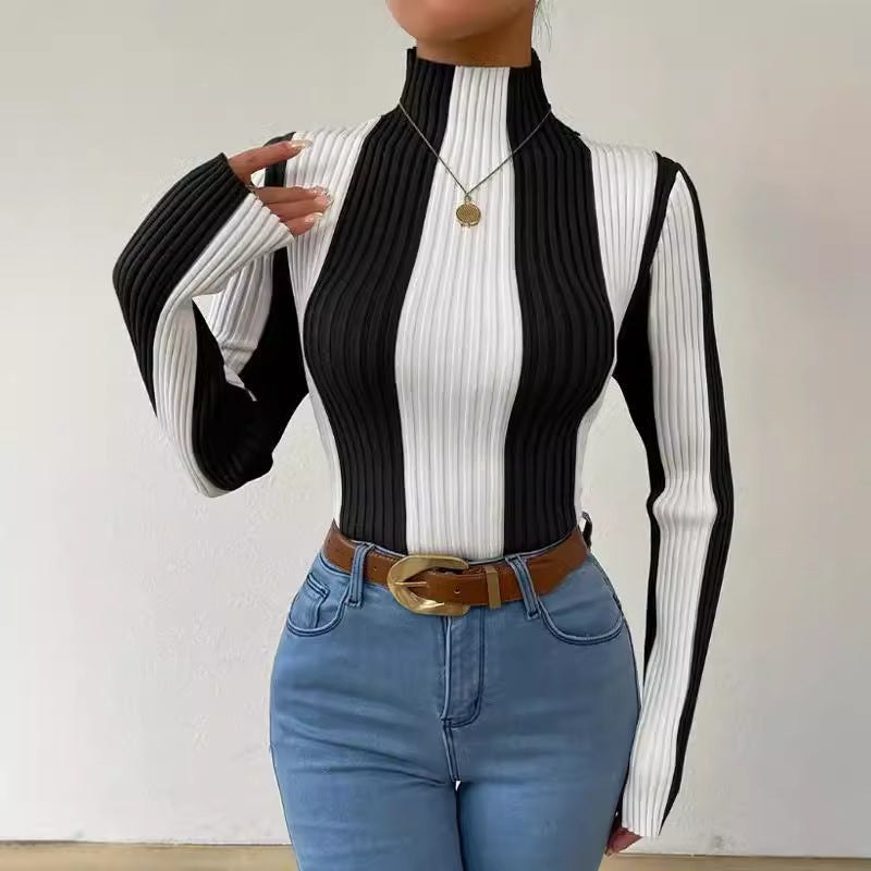 Image of Jillian | Women's Fitted Vertical Striped Sweater