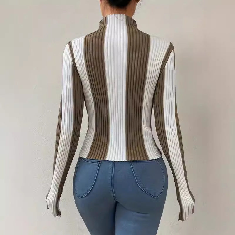 Image of Jillian | Women's Fitted Vertical Striped Sweater