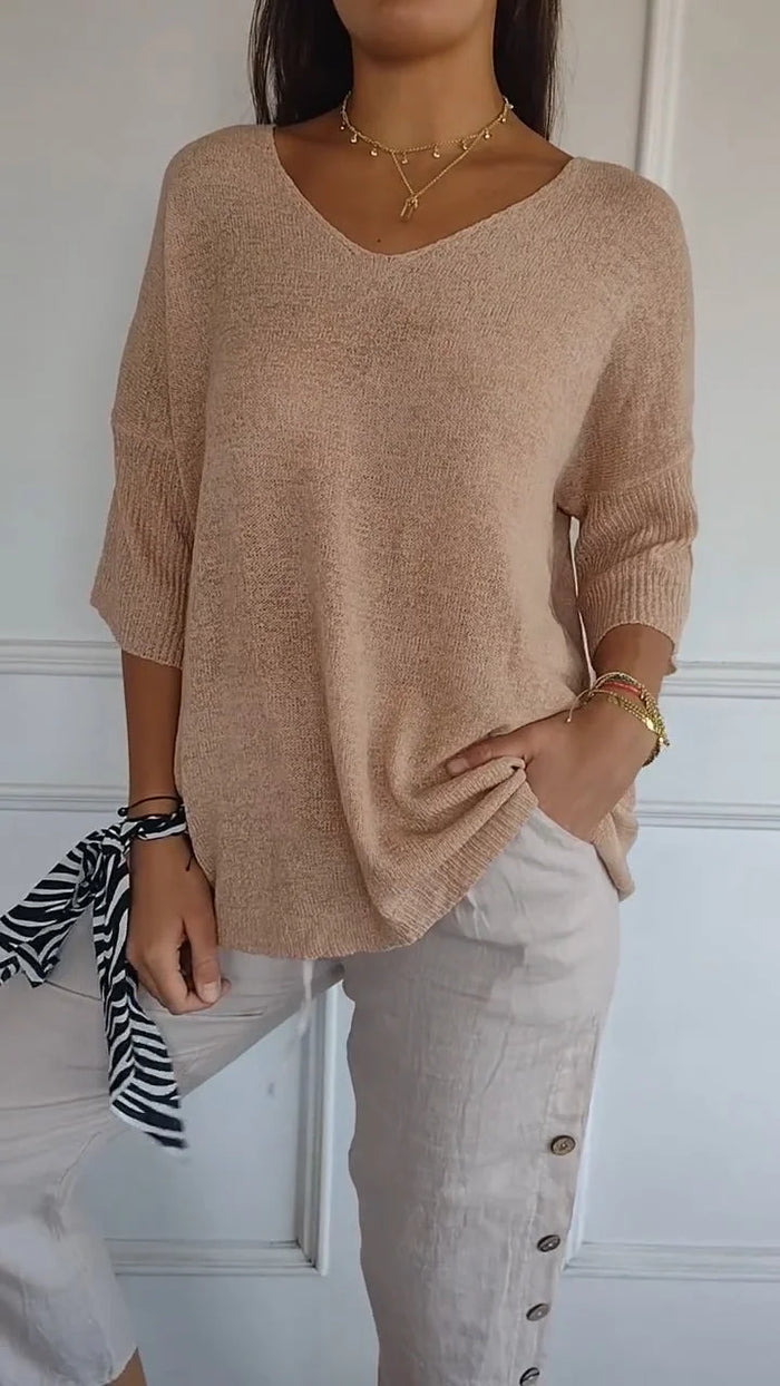 Image of Joan | Women's V-Neck Relaxed Fit Sweater