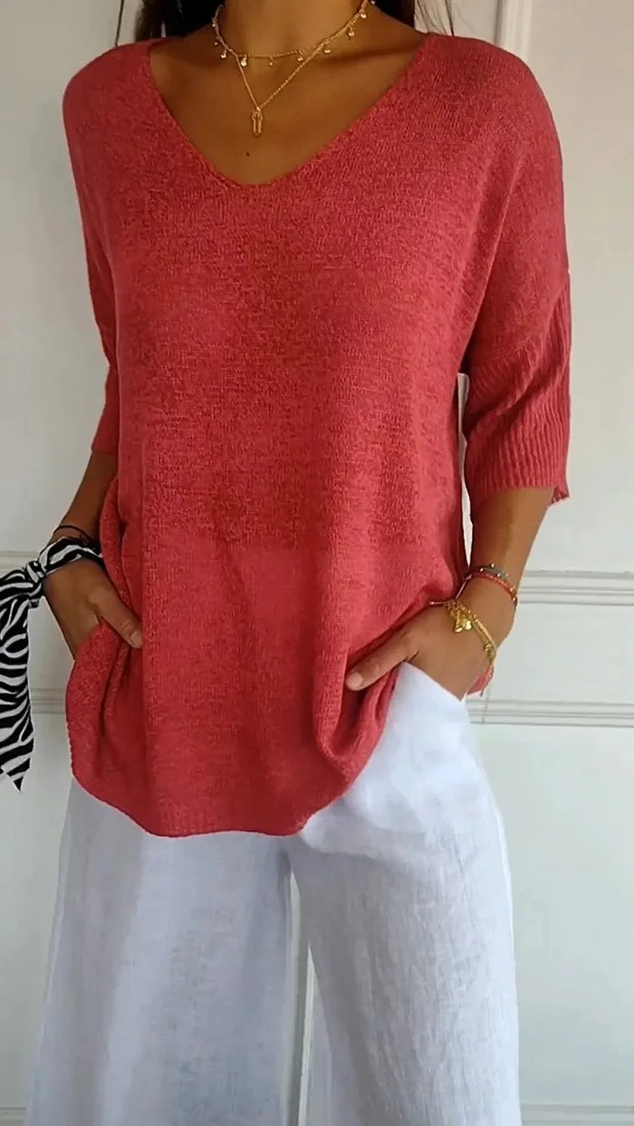 Image of Joan | Women's V-Neck Relaxed Fit Sweater