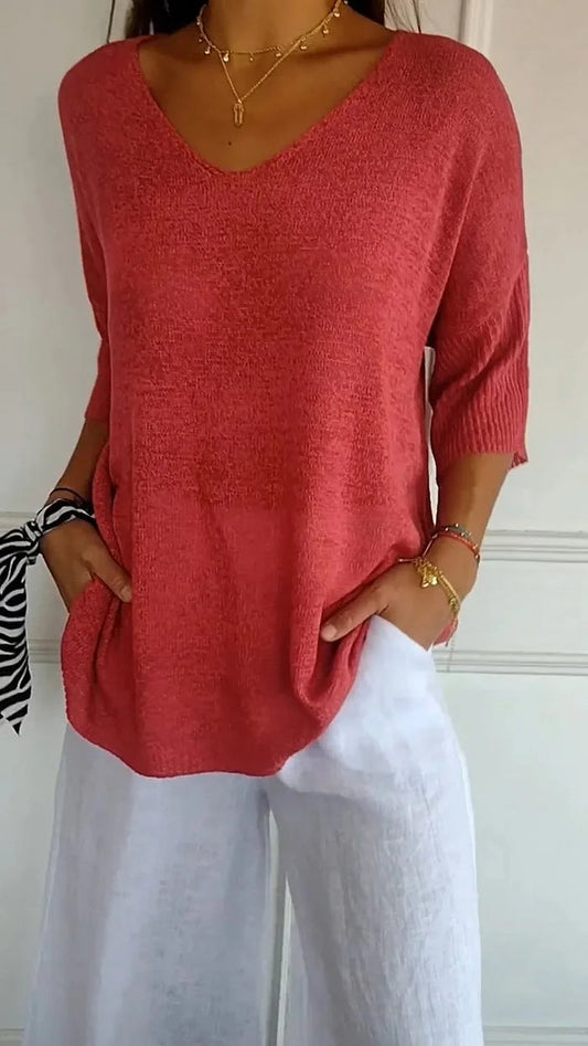 Image of Joan | Women's V-Neck Relaxed Fit Sweater