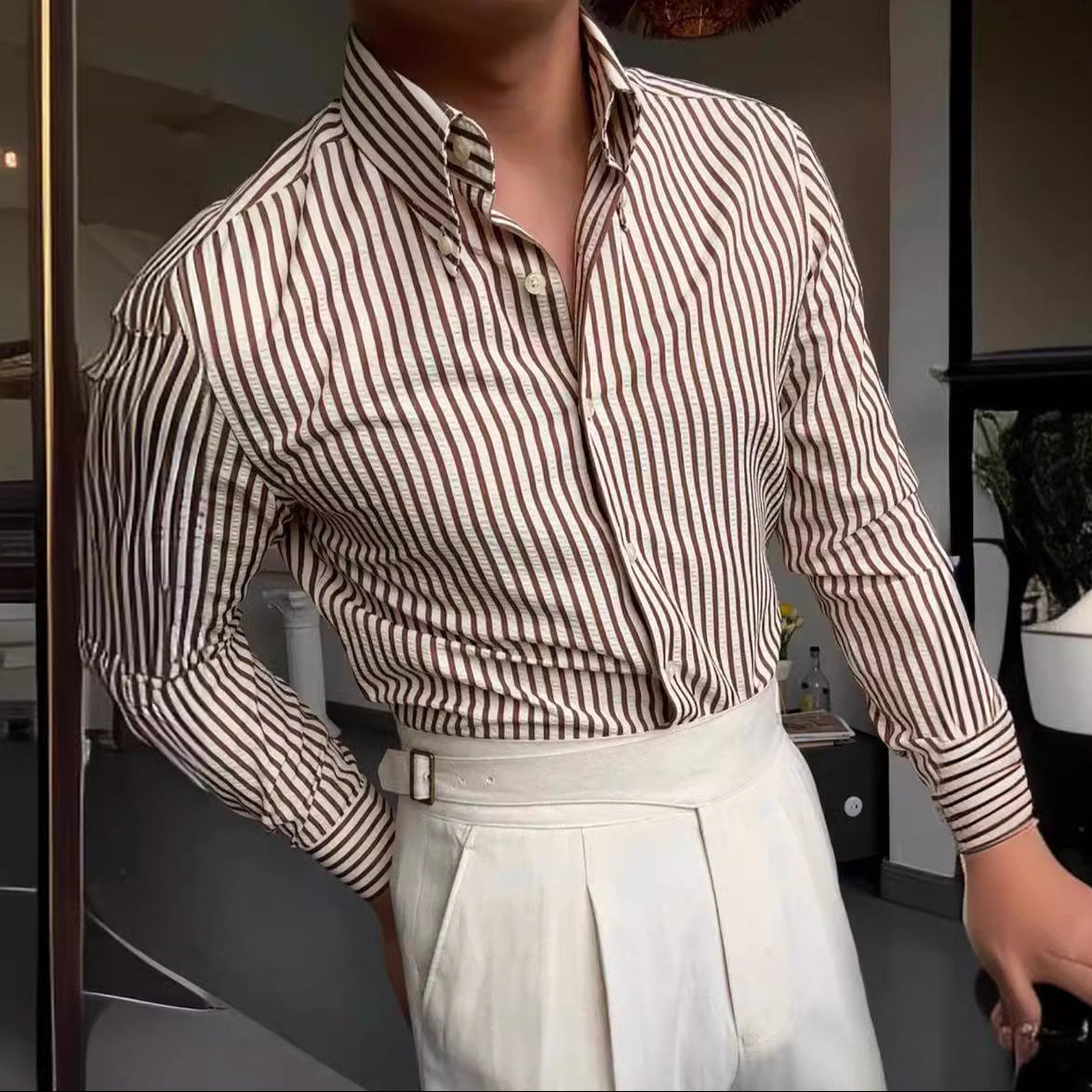 Image of Joaquin | Men's Long Sleeve Striped Button-Up Shirt
