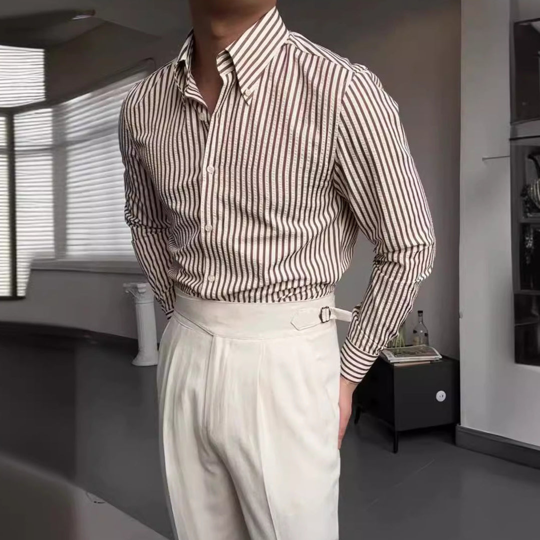 Image of Joaquin | Men's Long Sleeve Striped Button-Up Shirt