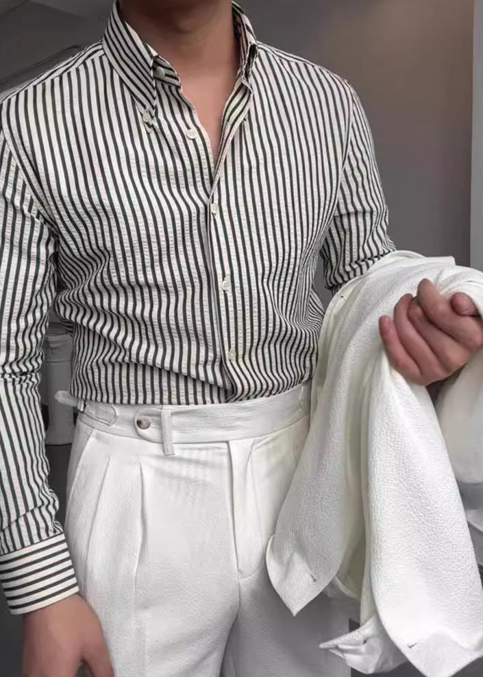 Image of Joaquin | Men's Long Sleeve Striped Button-Up Shirt