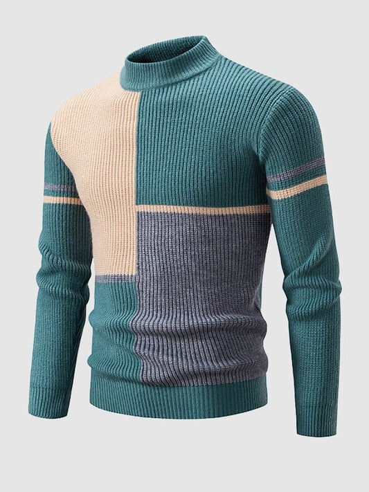 Image of Johnathan | Men's Mock Neck Color Block Sweater