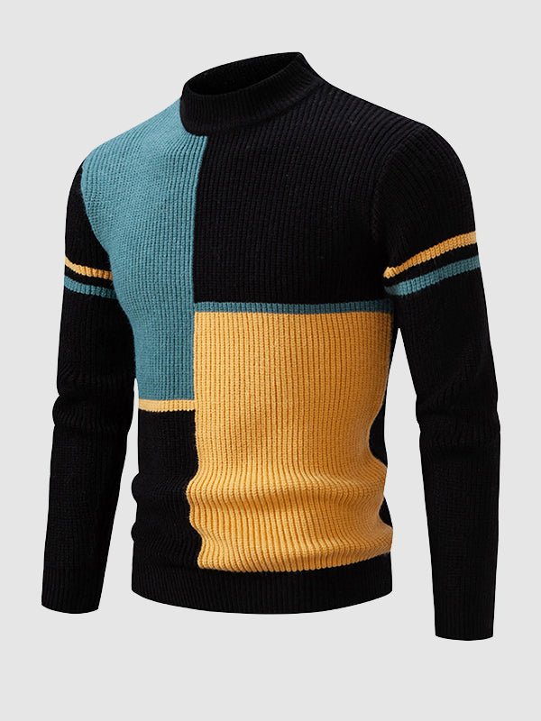 Image of Johnathan | Men's Mock Neck Color Block Sweater