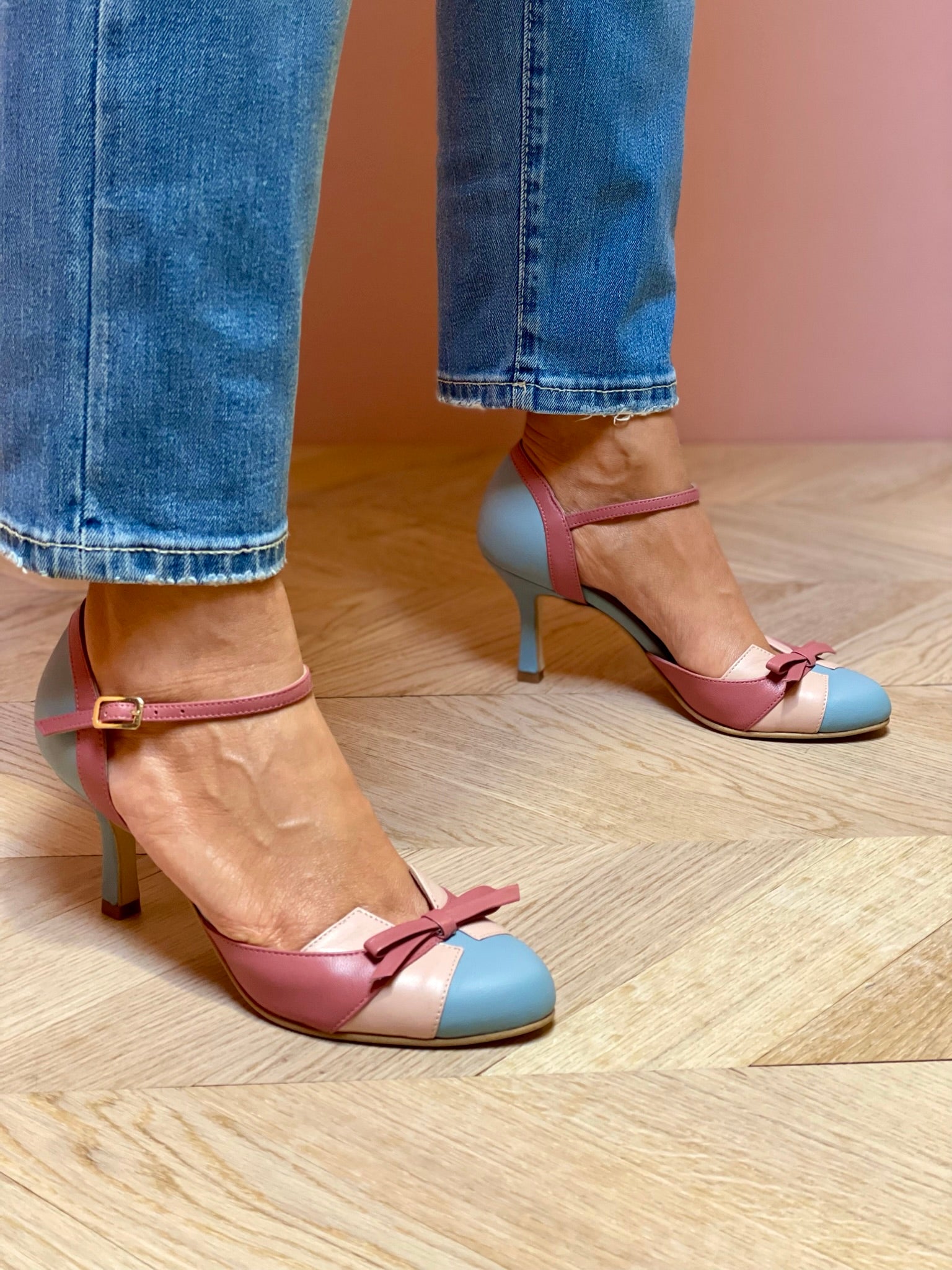 Image of Josephine | Women's Ankle Strap Pointed Toe Heeled Shoes