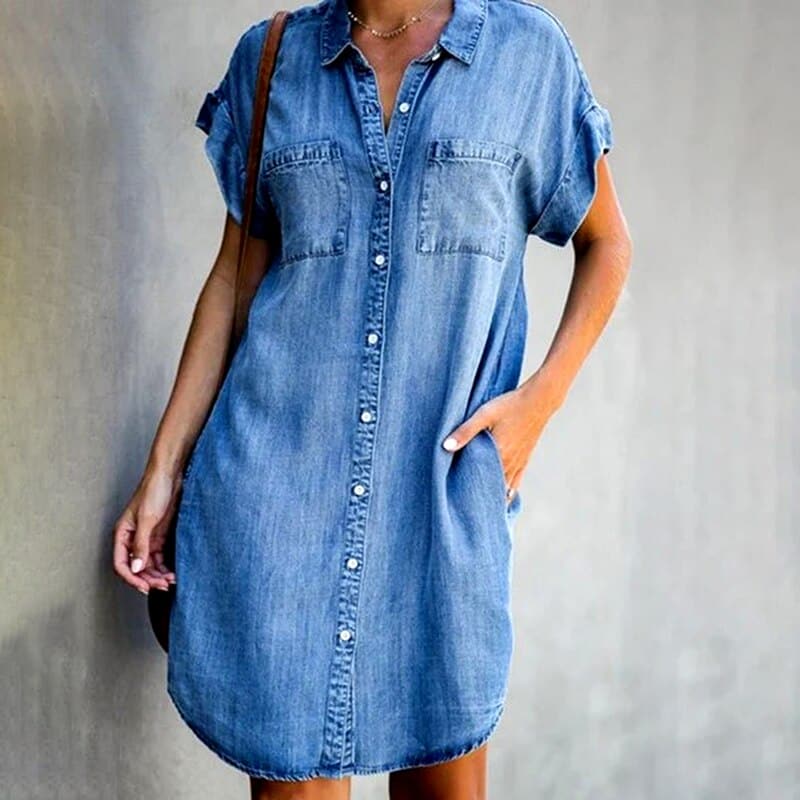 Image of Josephine | Women's Button-Down Denim Mini Dress