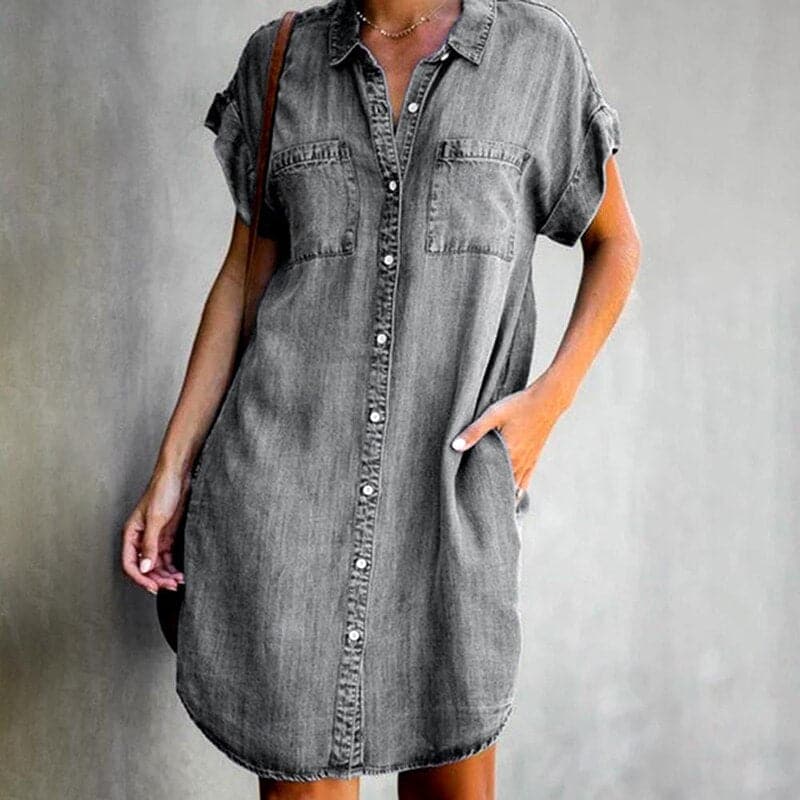 Image of Josephine | Women's Button-Down Denim Mini Dress