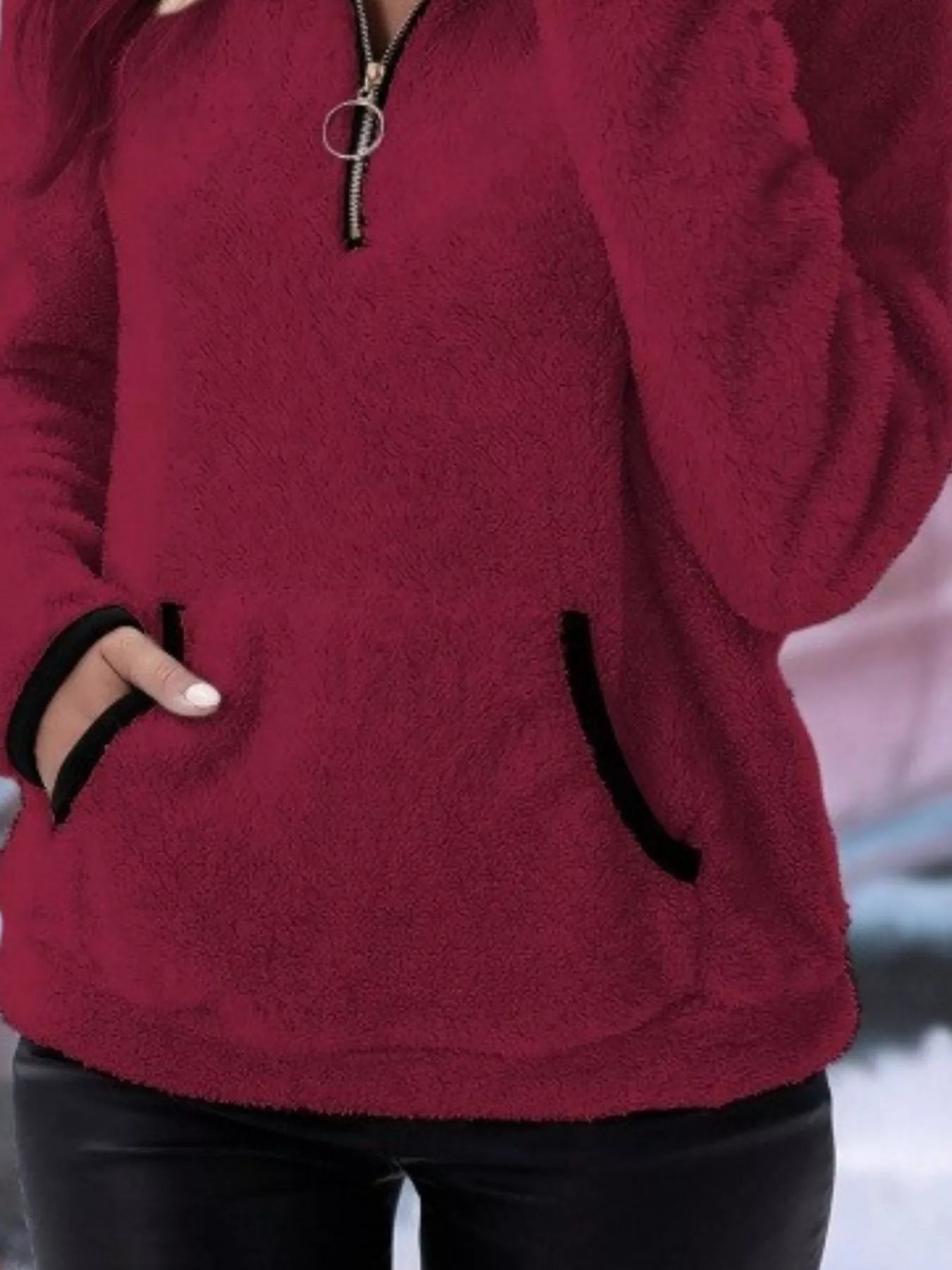 Image of Joyce | Women's Half-Zip Fuzzy Sweater