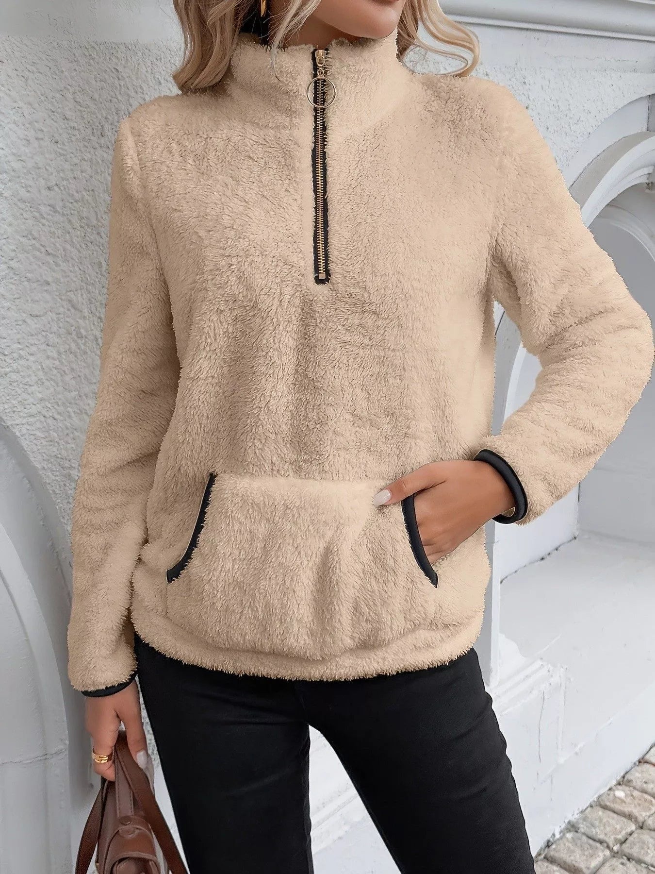 Image of Joyce | Women's Half-Zip Fuzzy Sweater