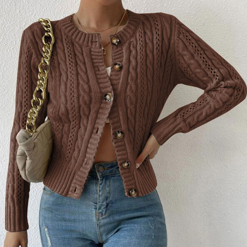 Image of Judie | Women's Button-Down Cable Knit Cardigan