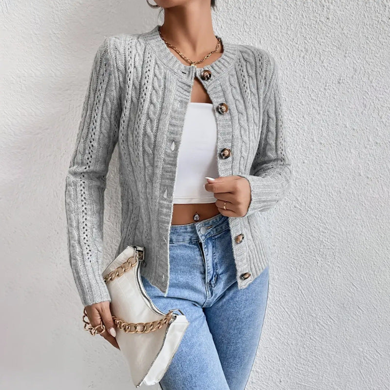 Image of Judie | Women's Button-Down Cable Knit Cardigan
