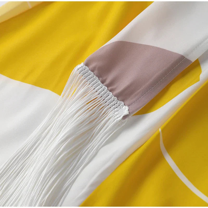 Image of Judie | Women's Fringe One Shoulder Wrap Midi Dress