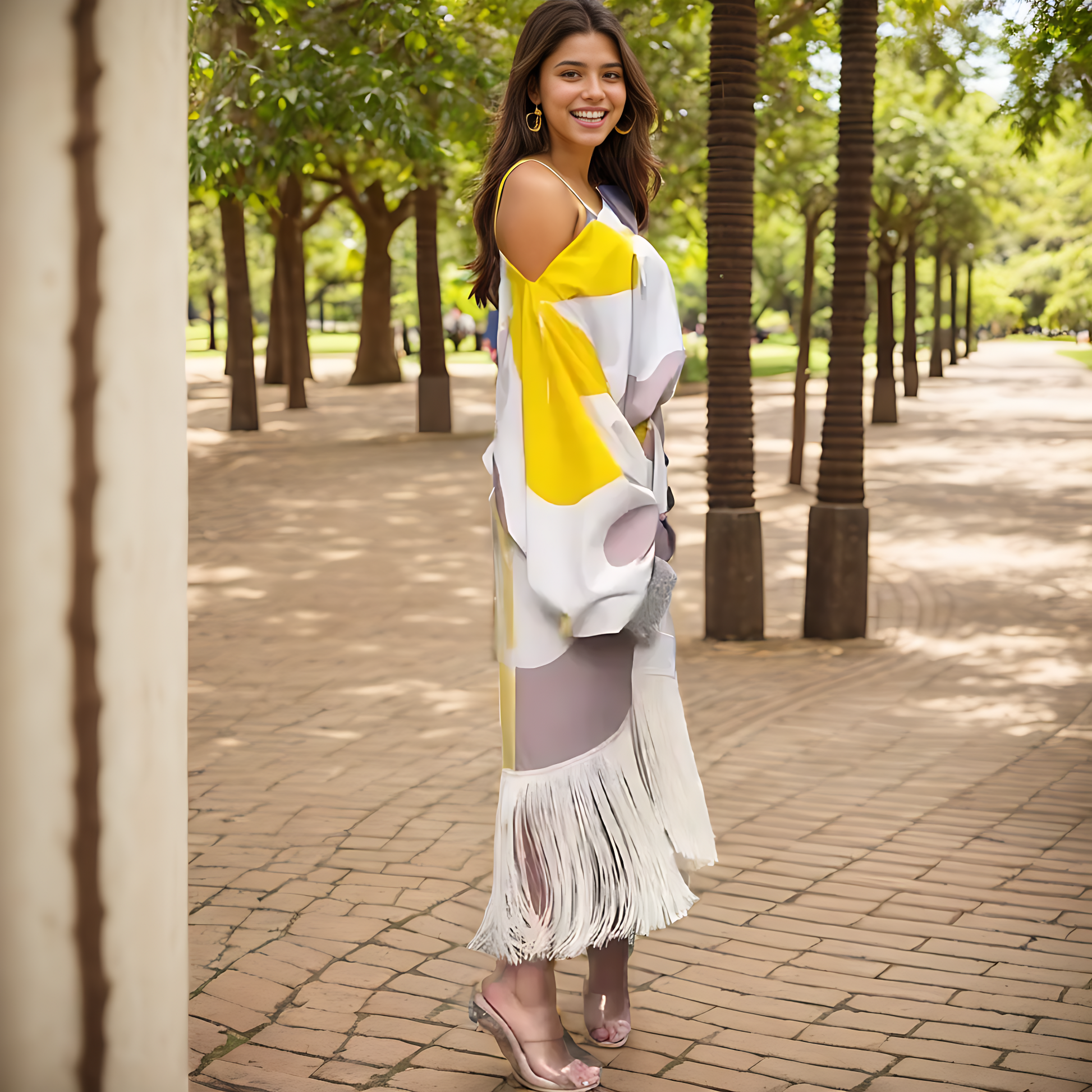 Image of Judie | Women's Fringe One Shoulder Wrap Midi Dress