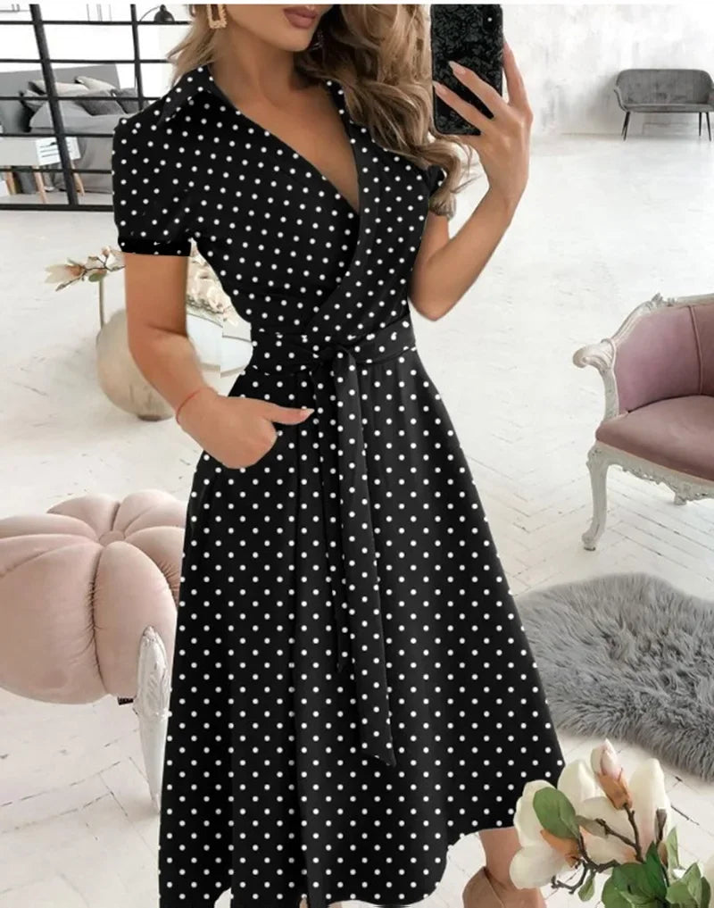 Judy | Women's Tie Waist A-Line Midi Dress - Image 2