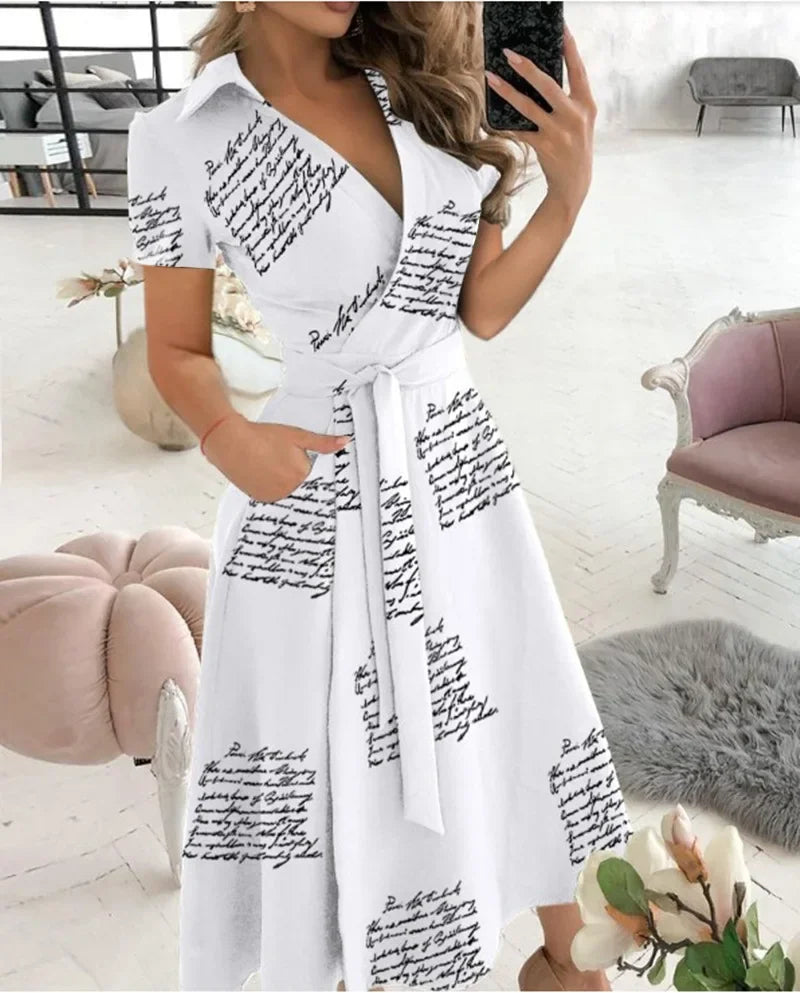 Judy | Women's Tie Waist A-Line Midi Dress - Image 4
