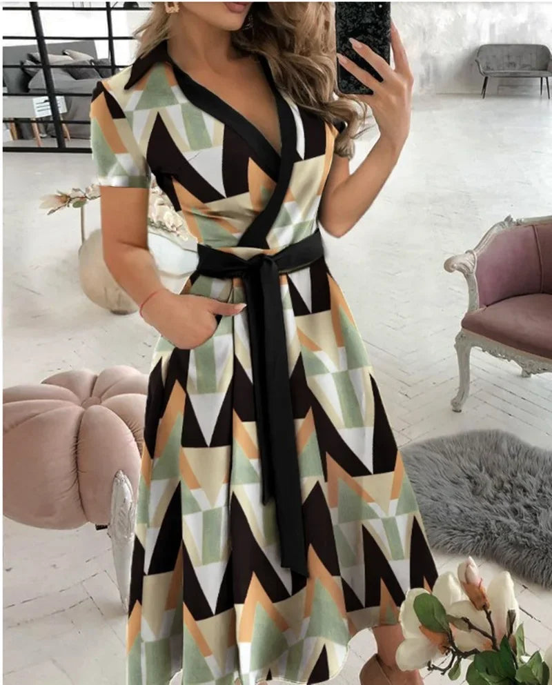 Judy | Women's Tie Waist A-Line Midi Dress - Image 4