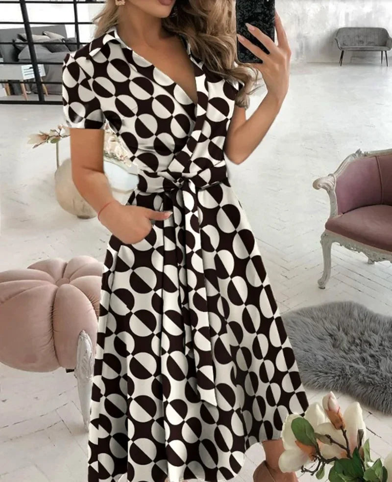 Judy | Women's Tie Waist A-Line Midi Dress - Image 5
