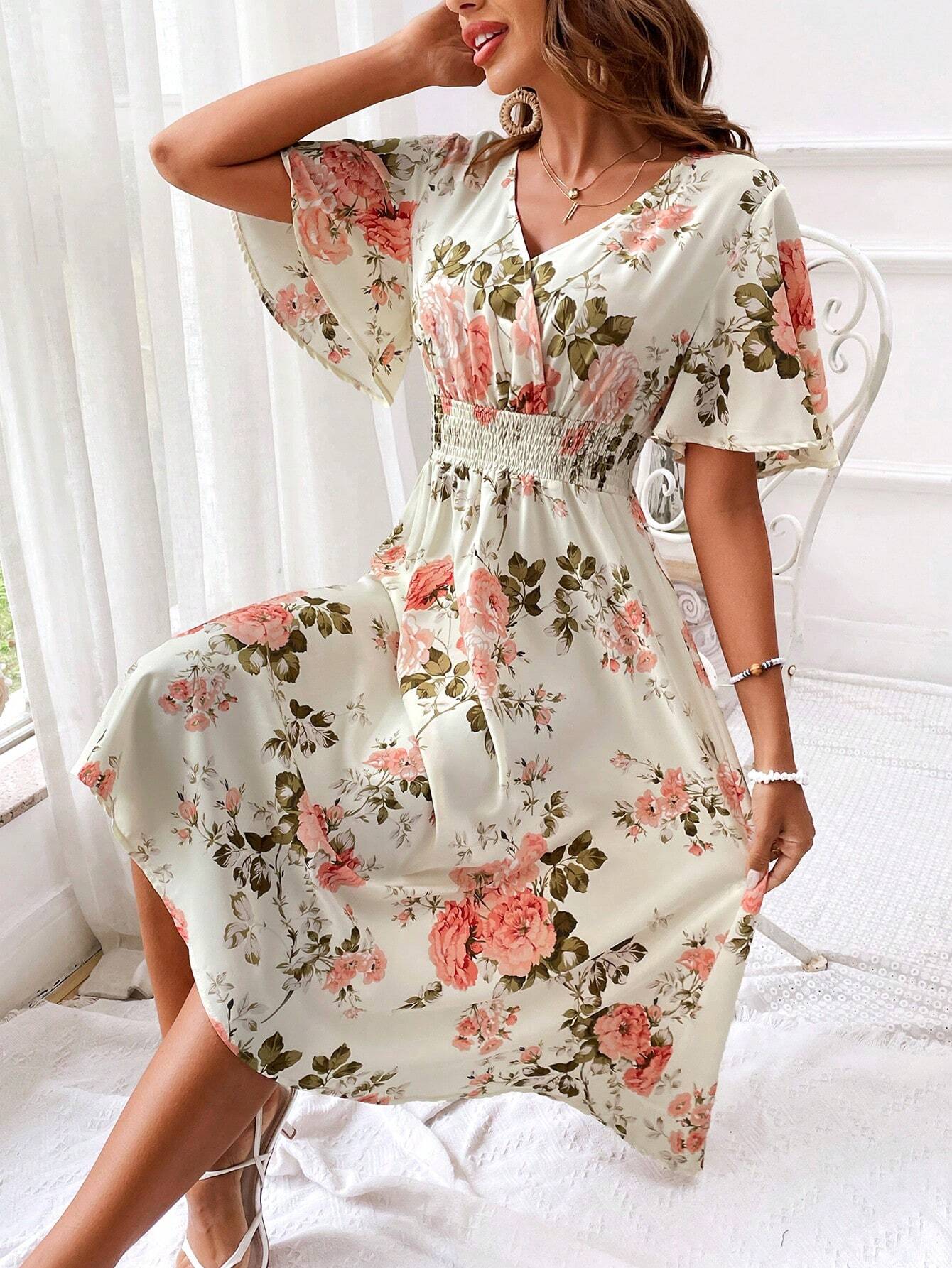 Image of Kara | Women's V-Neck Fit & Flare Midi Dress