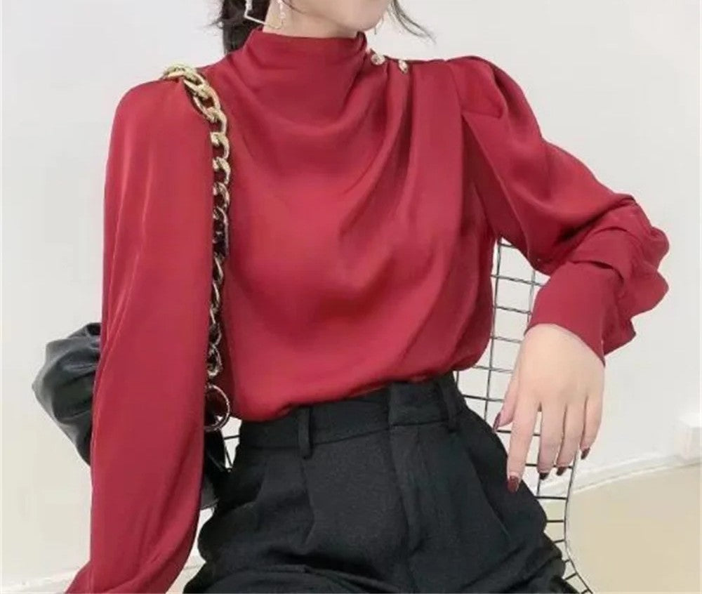 Kara | Women's Long Sleeve Draped Blouse - Image 5