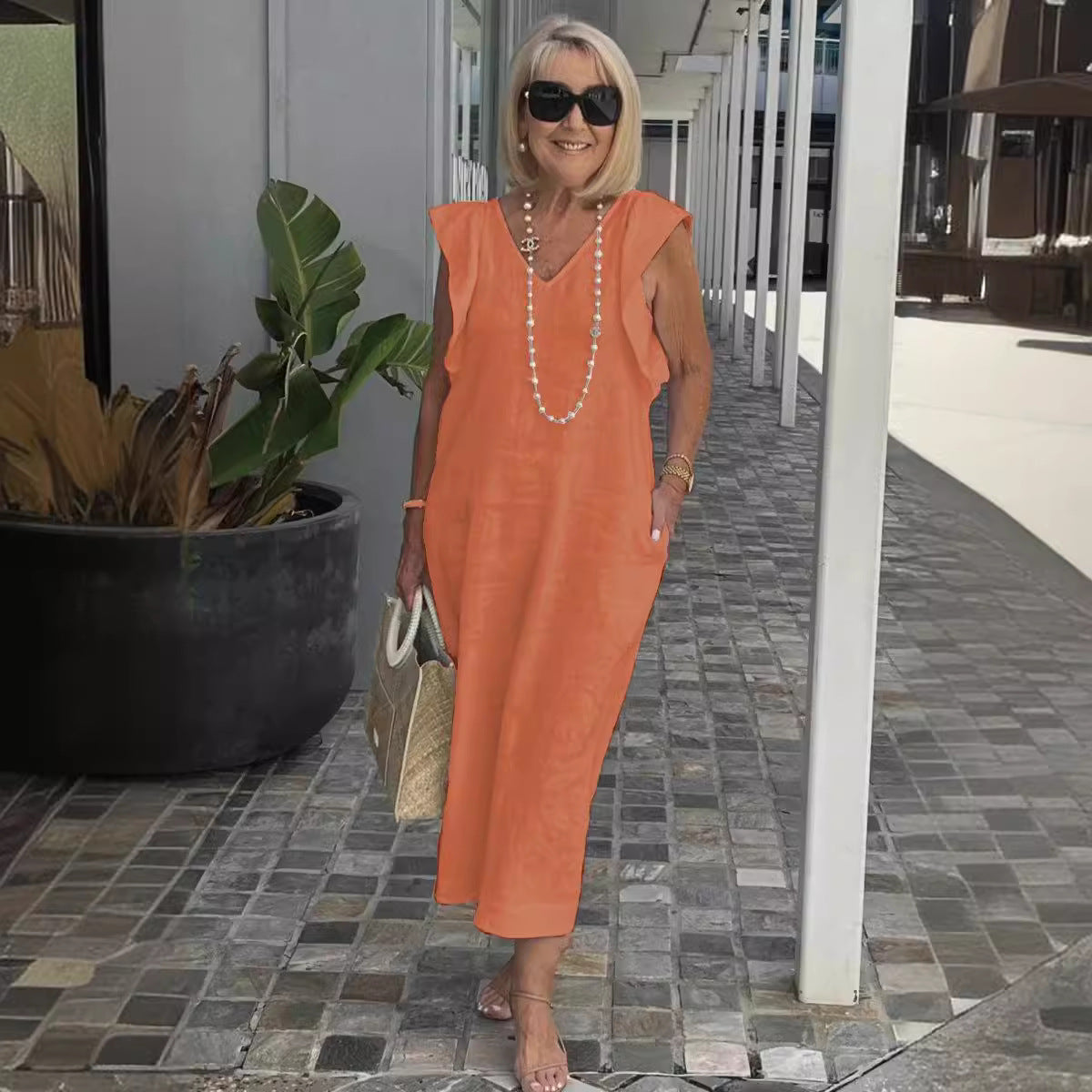 Image of Karen | Women's Sleeveless A-Line Midi Dress