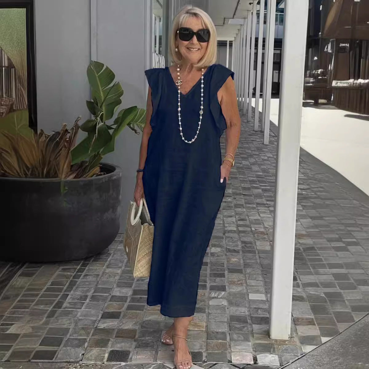 Image of Karen | Women's Sleeveless A-Line Midi Dress