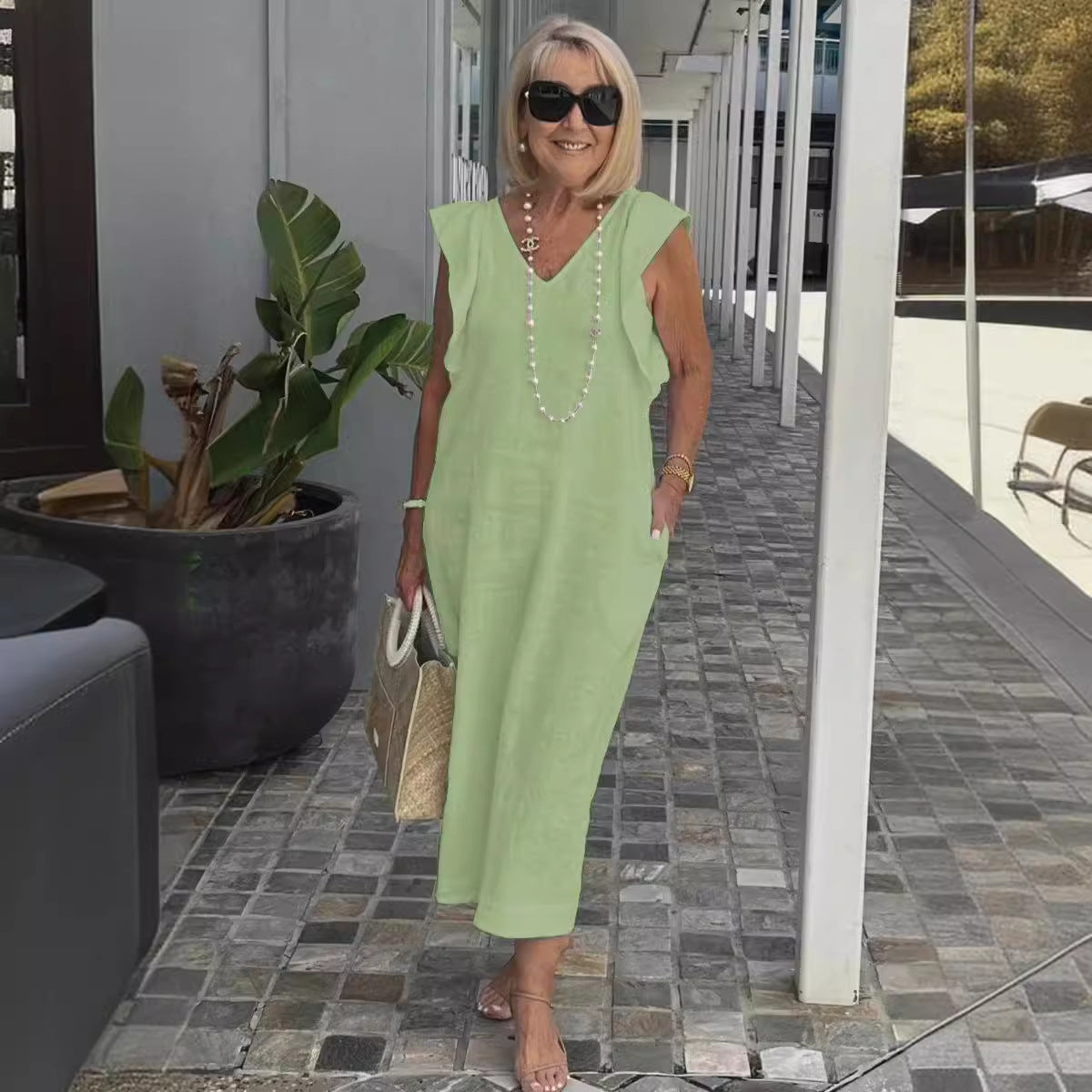 Image of Karen | Women's Sleeveless A-Line Midi Dress
