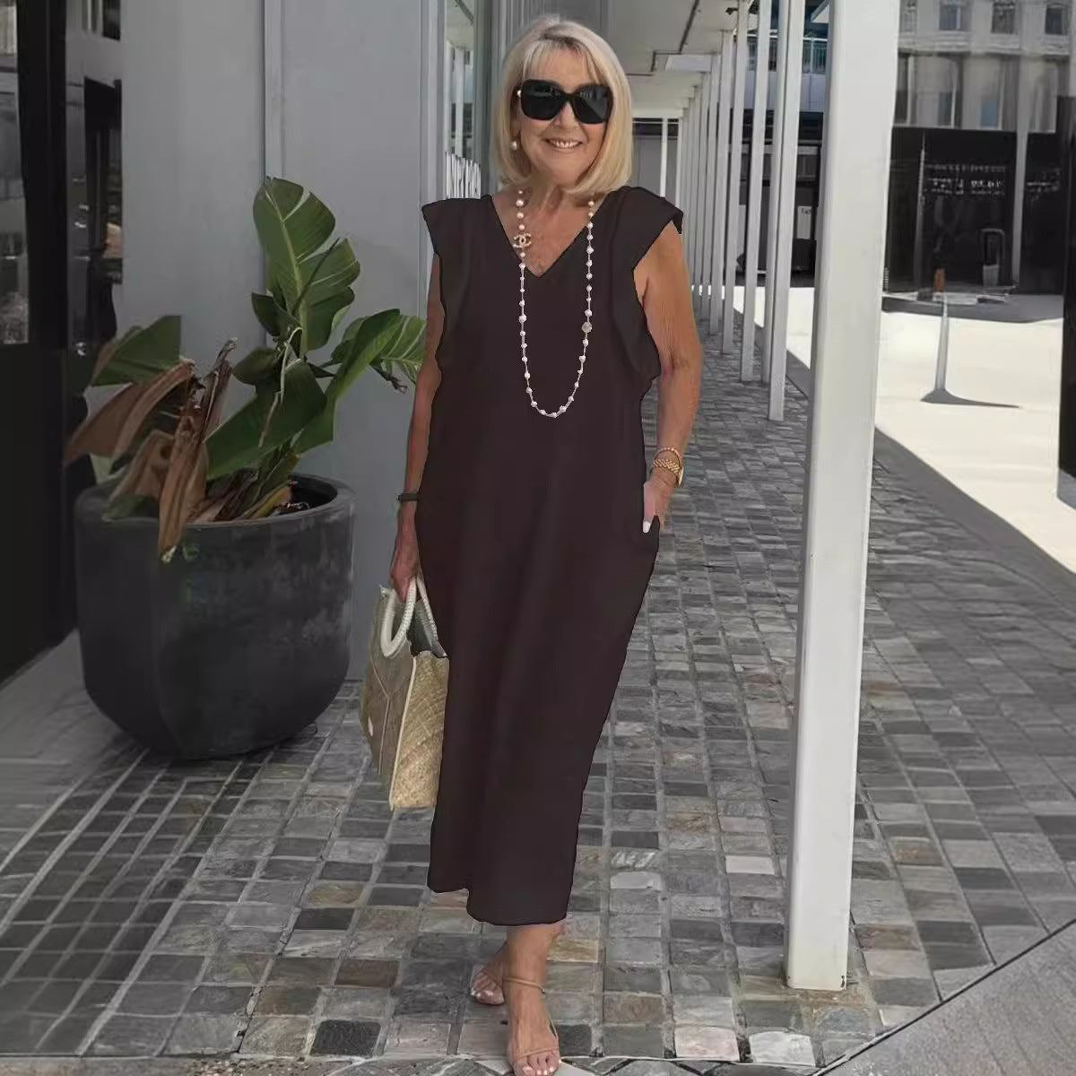 Image of Karen | Women's Sleeveless A-Line Midi Dress