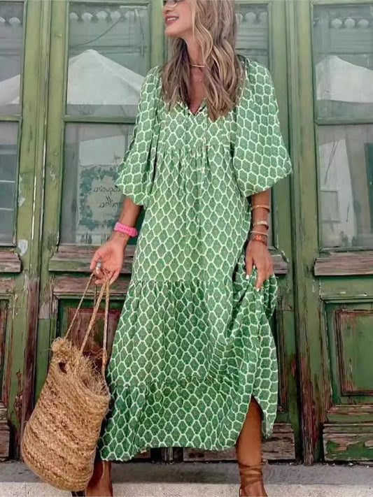 Image of Kate | Women's V-Neck Tiered Maxi Dress