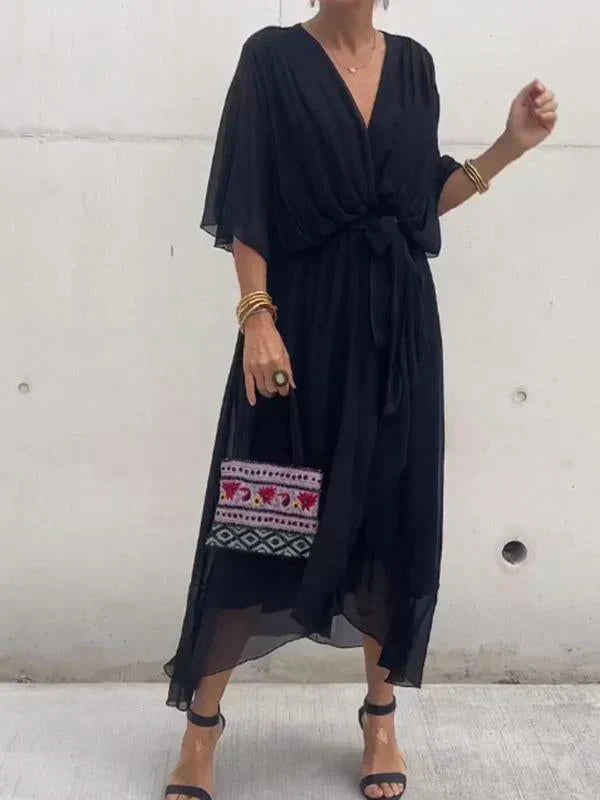 Image of Kate | Women's V-Neck Wrap Midi Dress