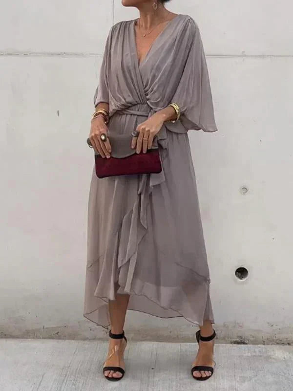 Image of Kate | Women's V-Neck Wrap Midi Dress
