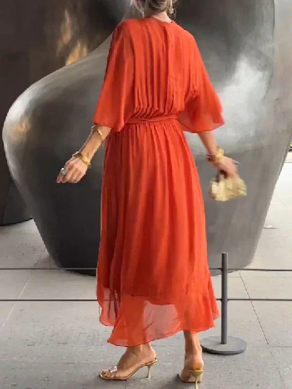 Image of Kate | Women's V-Neck Wrap Midi Dress