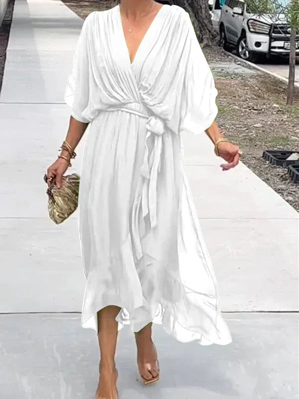 Image of Kate | Women's V-Neck Wrap Midi Dress