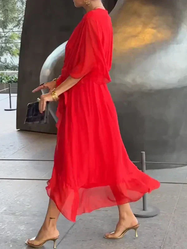 Image of Kate | Women's V-Neck Wrap Midi Dress