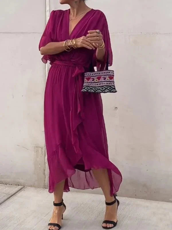 Image of Kate | Women's V-Neck Wrap Midi Dress
