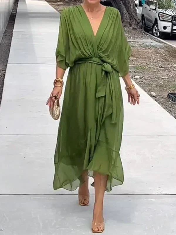 Image of Kate | Women's V-Neck Wrap Midi Dress