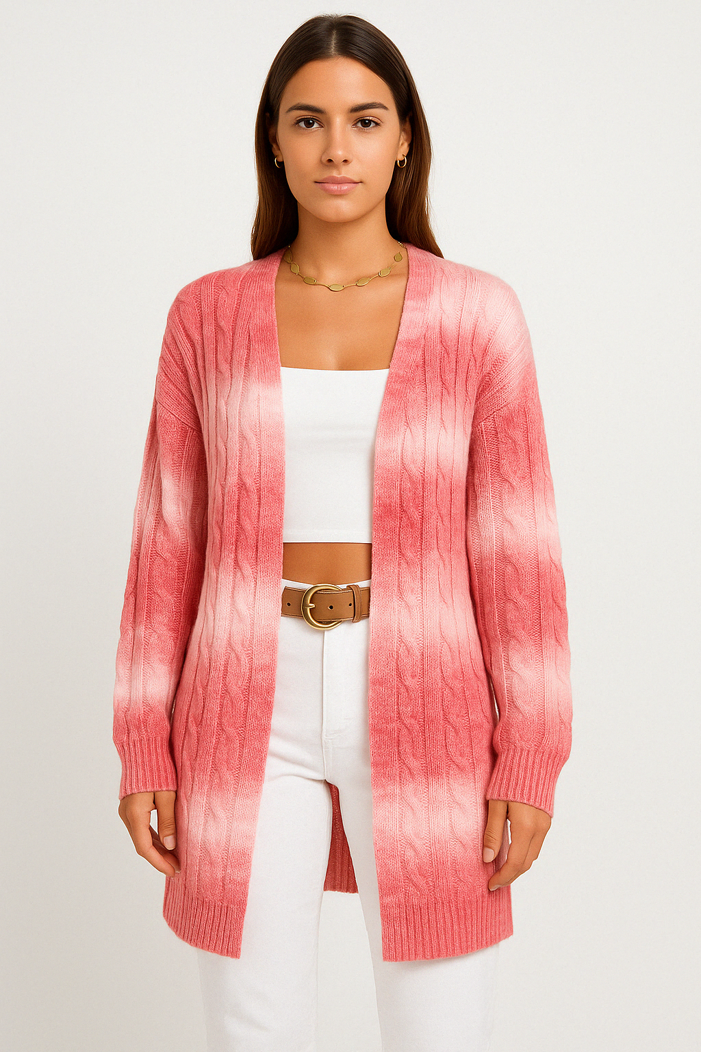 Image of Katelyn | Women's Long Cable Knit Cardigan