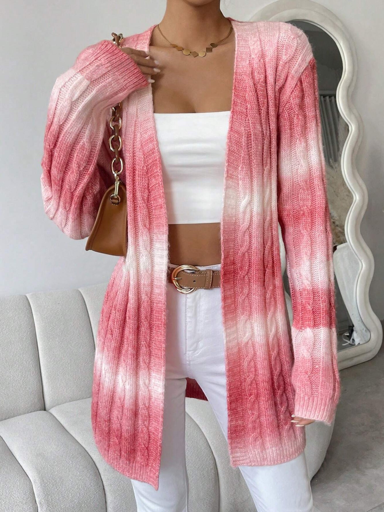 Image of Katelyn | Women's Long Cable Knit Cardigan